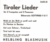 Tiroler Lieder für Blechbläserquartett (1975)