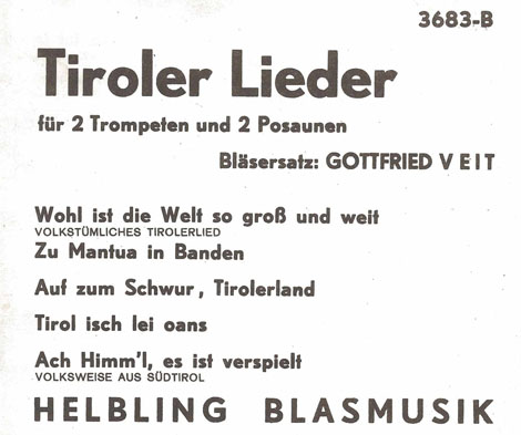 Tiroler Lieder für Blechbläserquartett (1975)